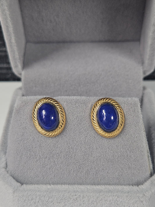 Lapis lazuli s925 (verguld) oorbellen nr34