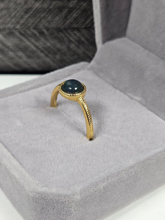 Zwarte Opaal s925 (verguld) verstelbare ring nr42