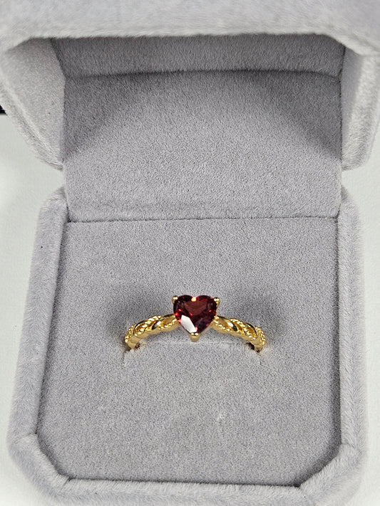 Granaat s925 (verguld) verstelbare ring nr52