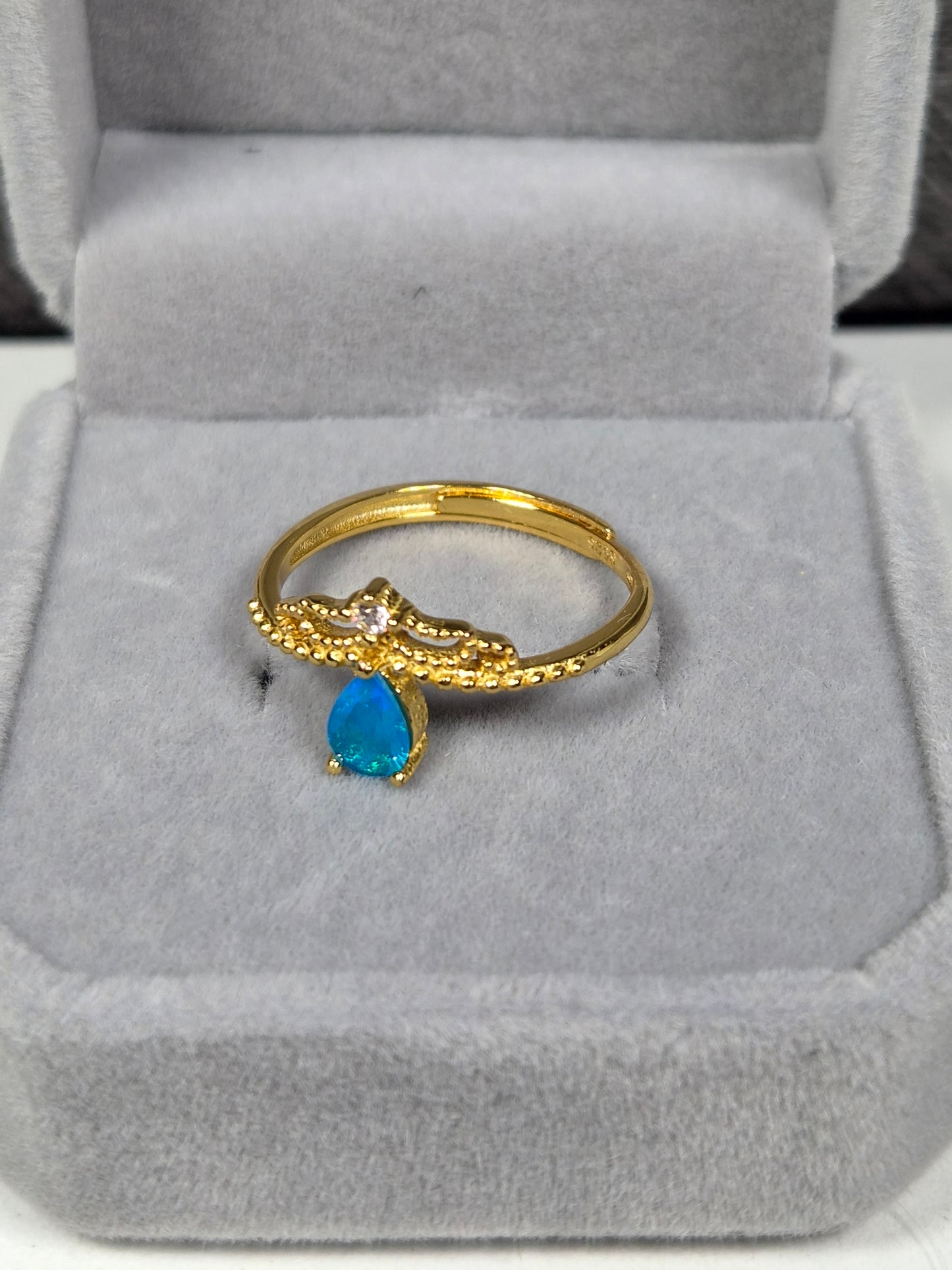 Blauwe Opaal s925 (verguld) verstelbare ring nr6