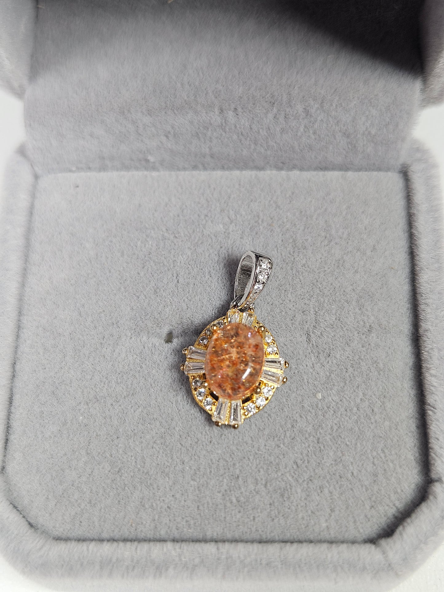 Zonnesteen s925(zilver en verguld) kettinghanger nr72