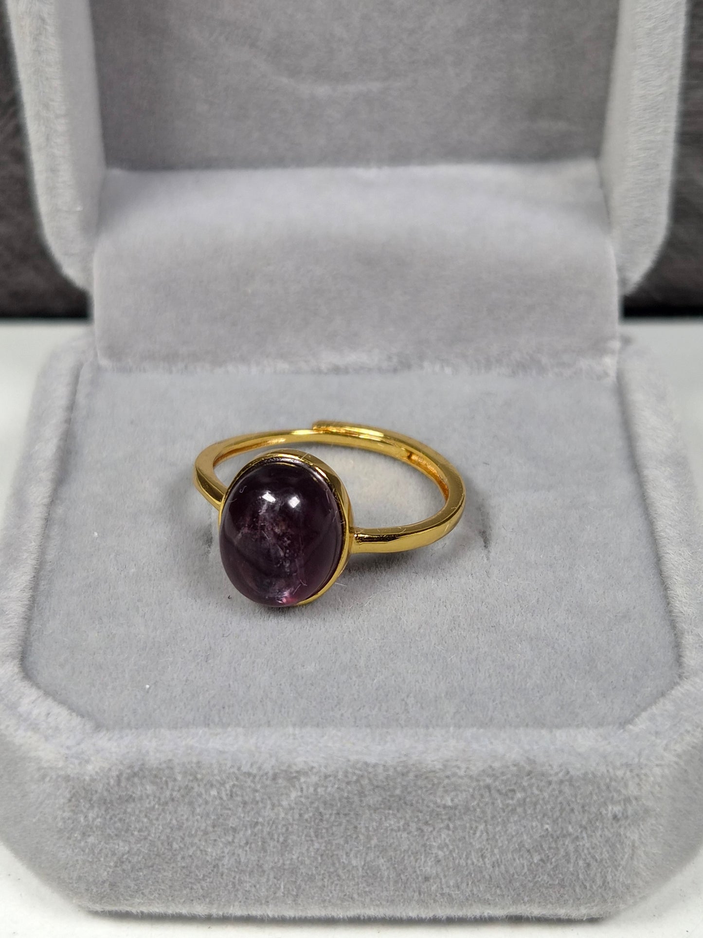 Paarse Mica s925 (verguld) verstelbare ring nr10