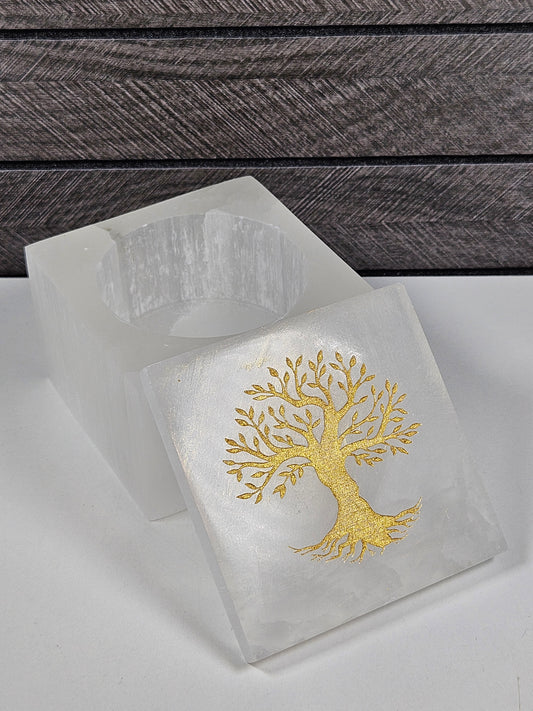 Seleniet Sieradendoosje Levensboom vierkant