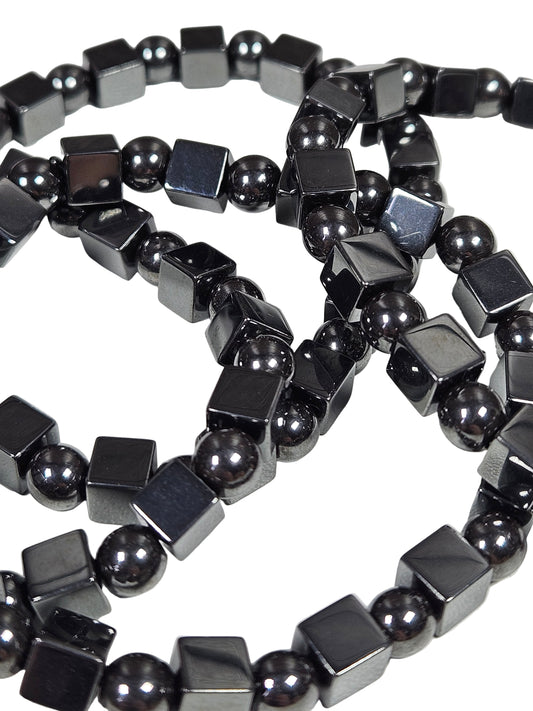 Hematiet kubus armband 6mm