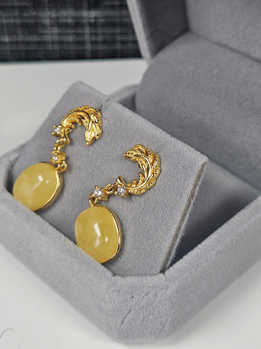 Honingcalciet s925 (verguld) oorbellen nr30