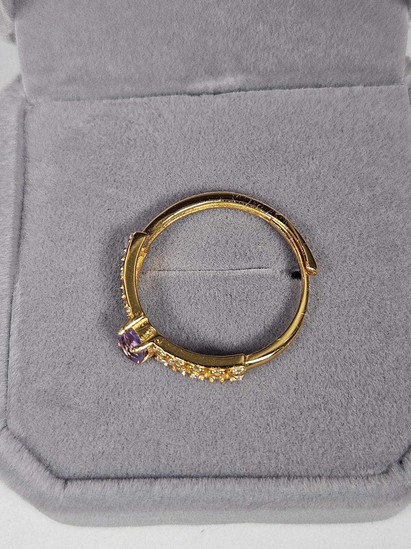 Amethist s925 (verguld) verstelbare ring nr17