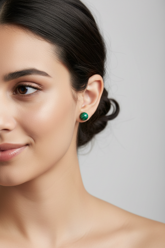 Malachiet Sterling zilver oorknopjes