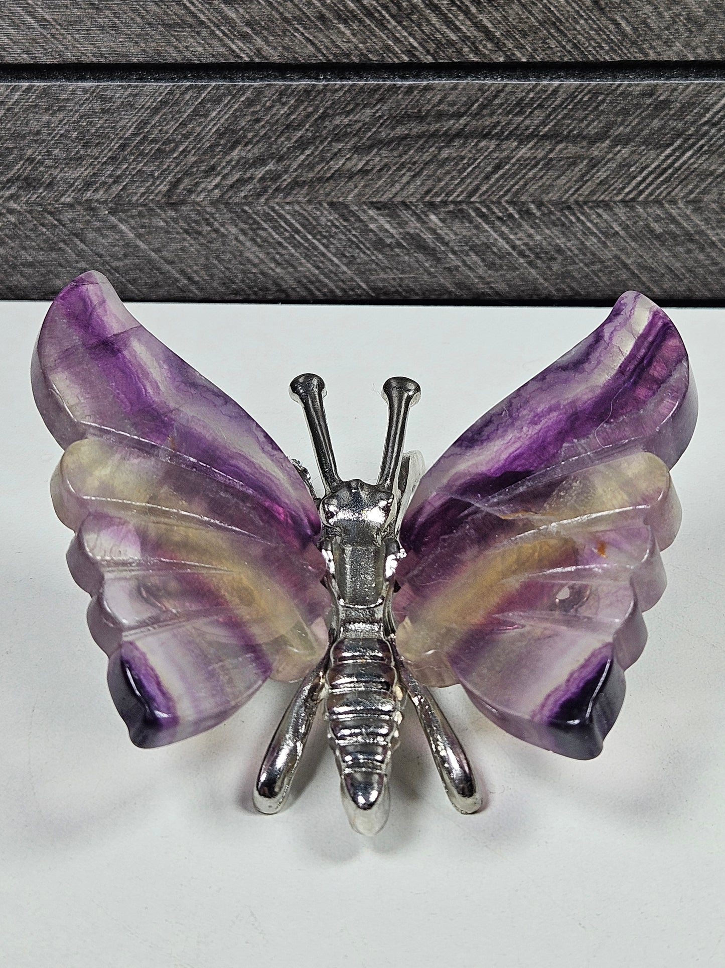 Fluoriet vlinder zilver lijfje nr4