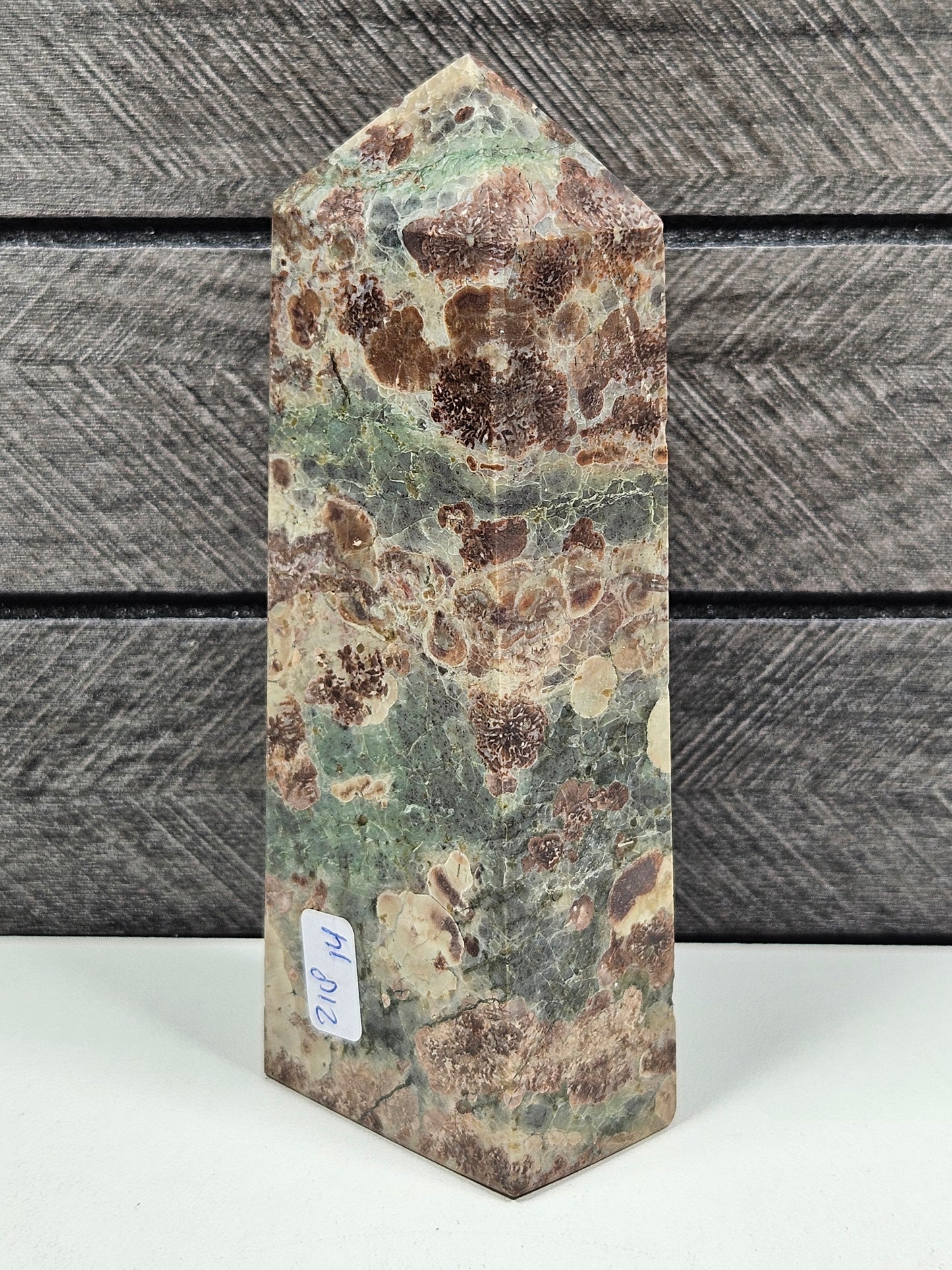 Groene bloem Jaspis toren 218 gram