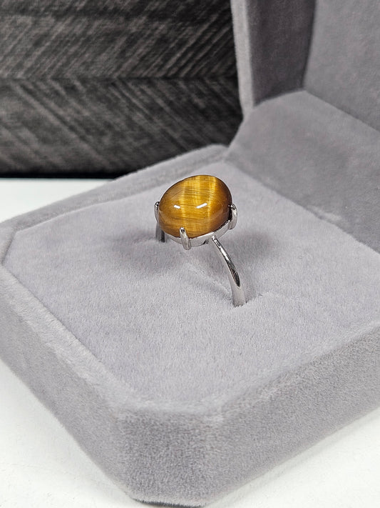 Tijgeroog s925 (zilver) verstelbare ring nr35