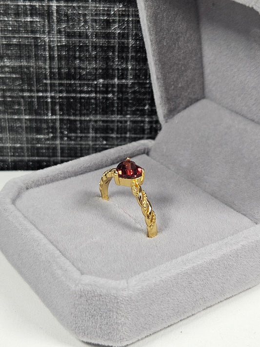 Granaat s925 (verguld) verstelbare ring nr52