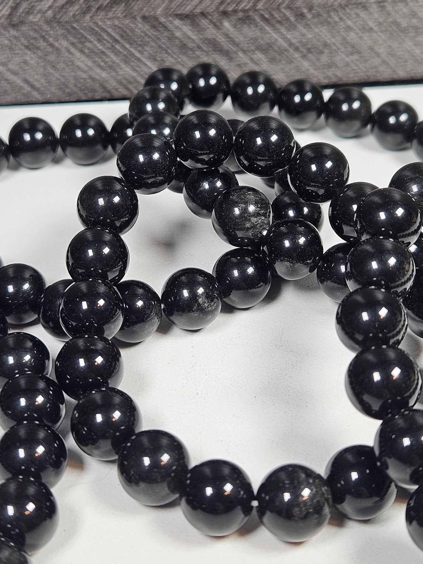 Silber Obsidian Armband 10mm