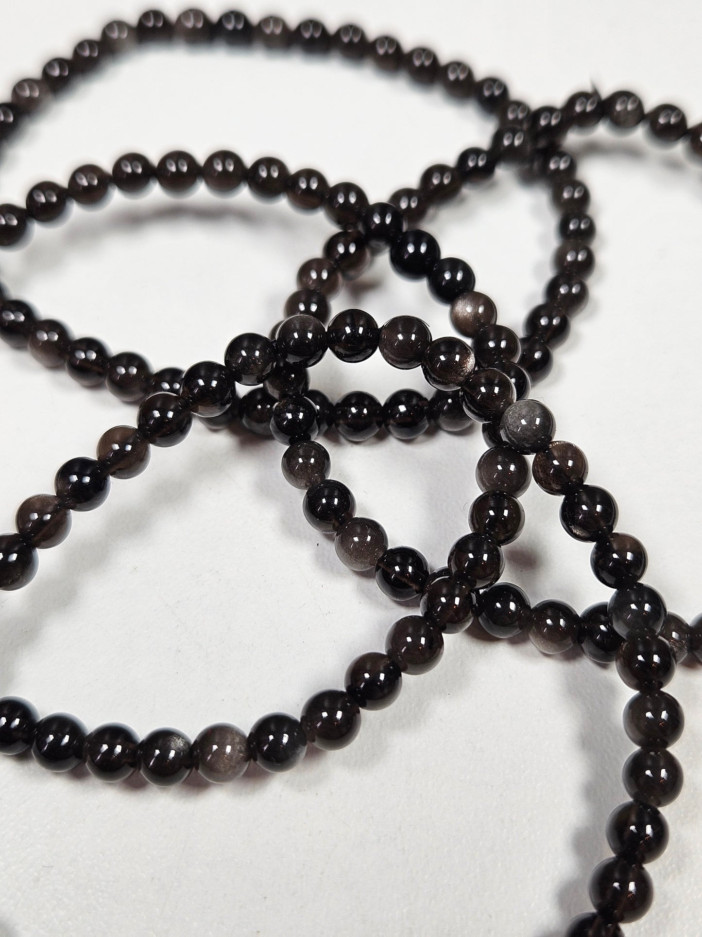 Zilver obsidiaan armband 4mm