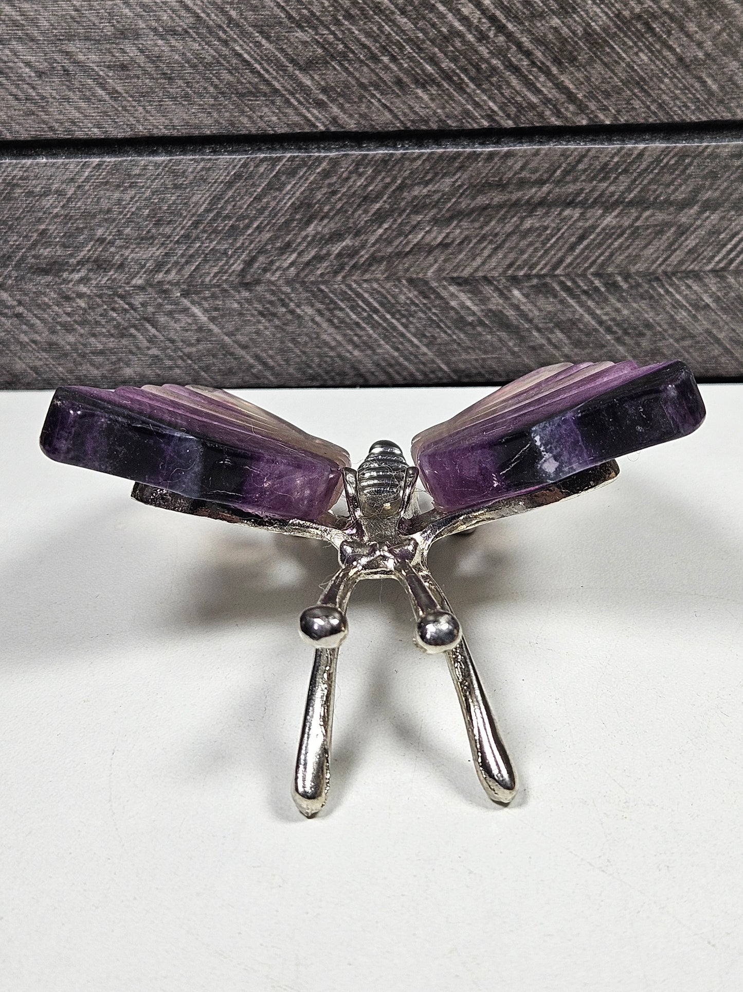 Fluoriet vlinder zilver lijfje nr1