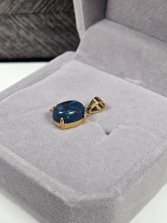 Zwarte Opaal s925 (verguld) kettinghanger nr19