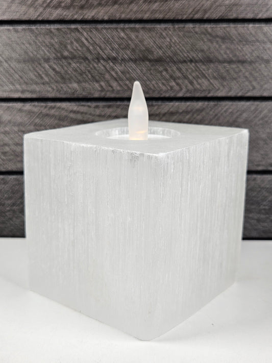 Seleniet waxinehouder Kubus