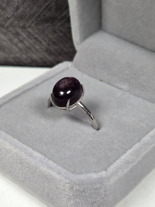 Paarse Mica s925 (zilver) verstelbare ring nr9