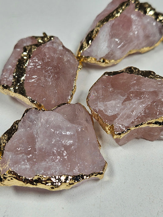 Ruwe Rozenkwarts hanger met ketting