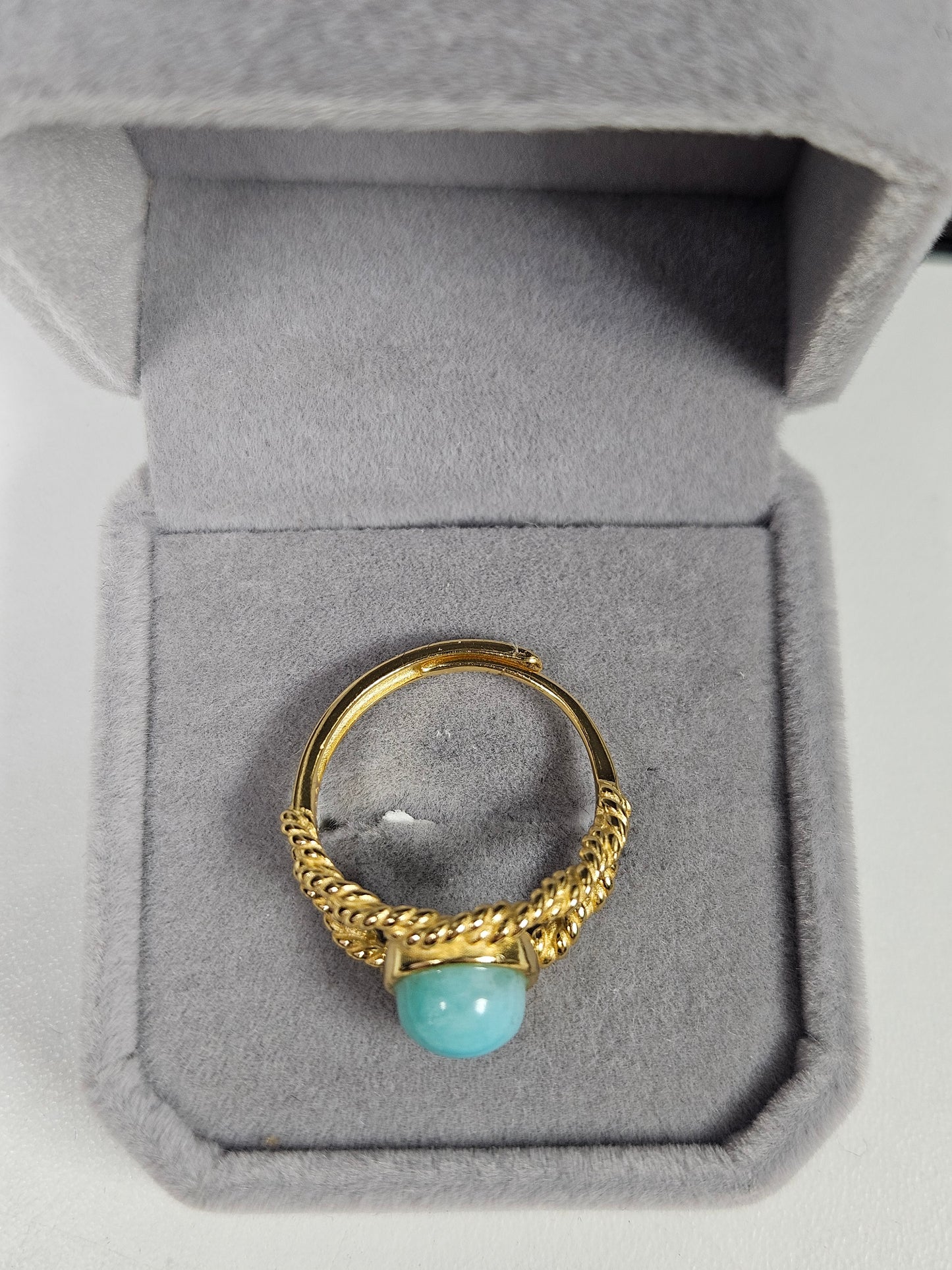 Amazoniet s925(verguld) verstelbare ring nr68