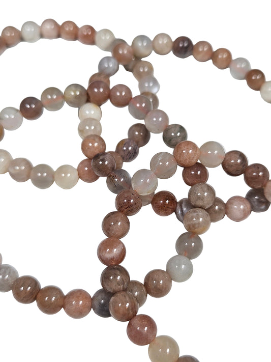 Maansteen/Zonnesteen mix armband 6mm