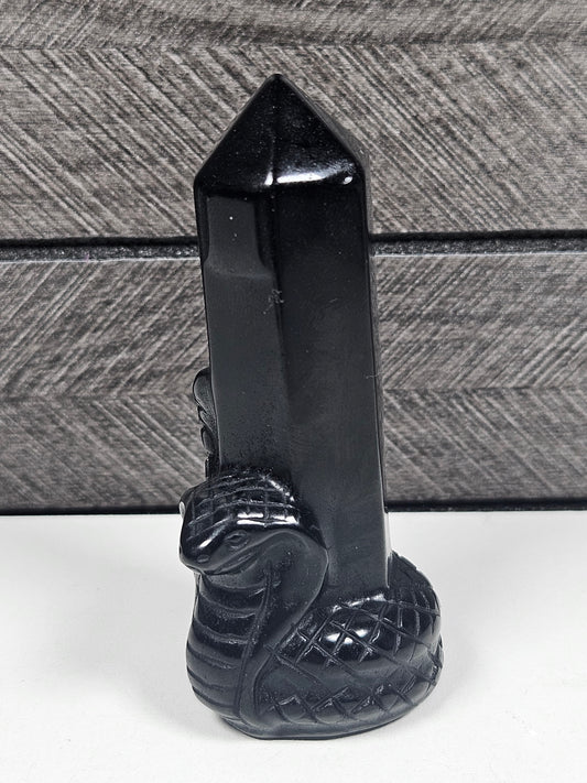 Obsidiaan Toren met Slang 70 gram