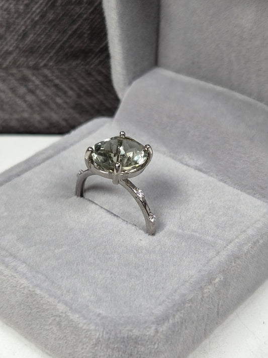 Prasioliet s925 (zilver) verstelbare ring nr8