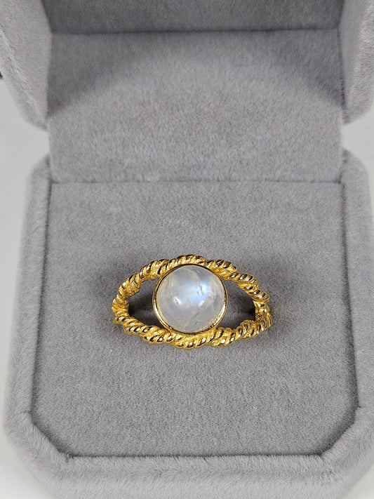 Maansteen s925(verguld) verstelbare ring nr9