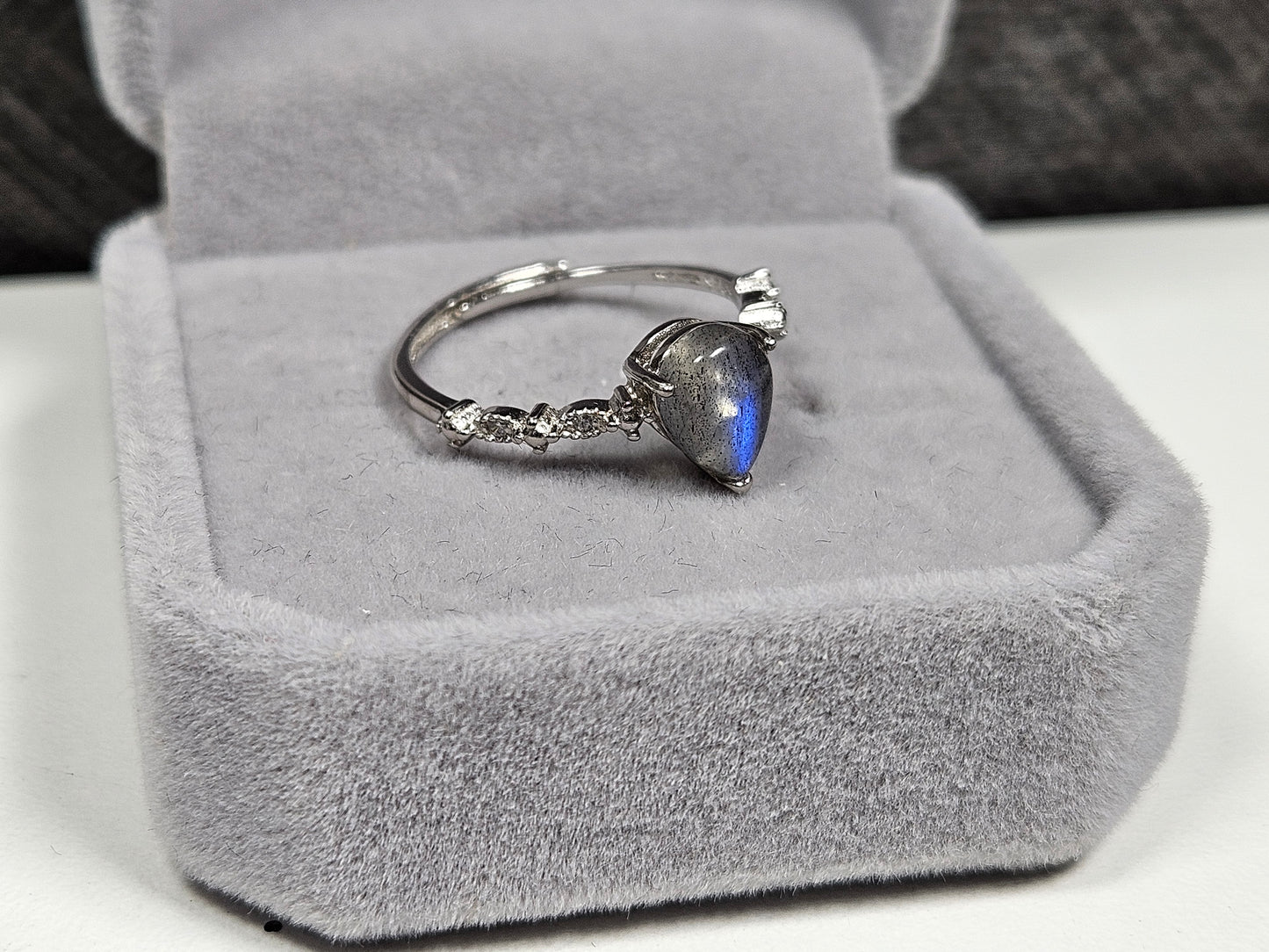 Labradoriet s925(zilver) verstelbare ring nr12
