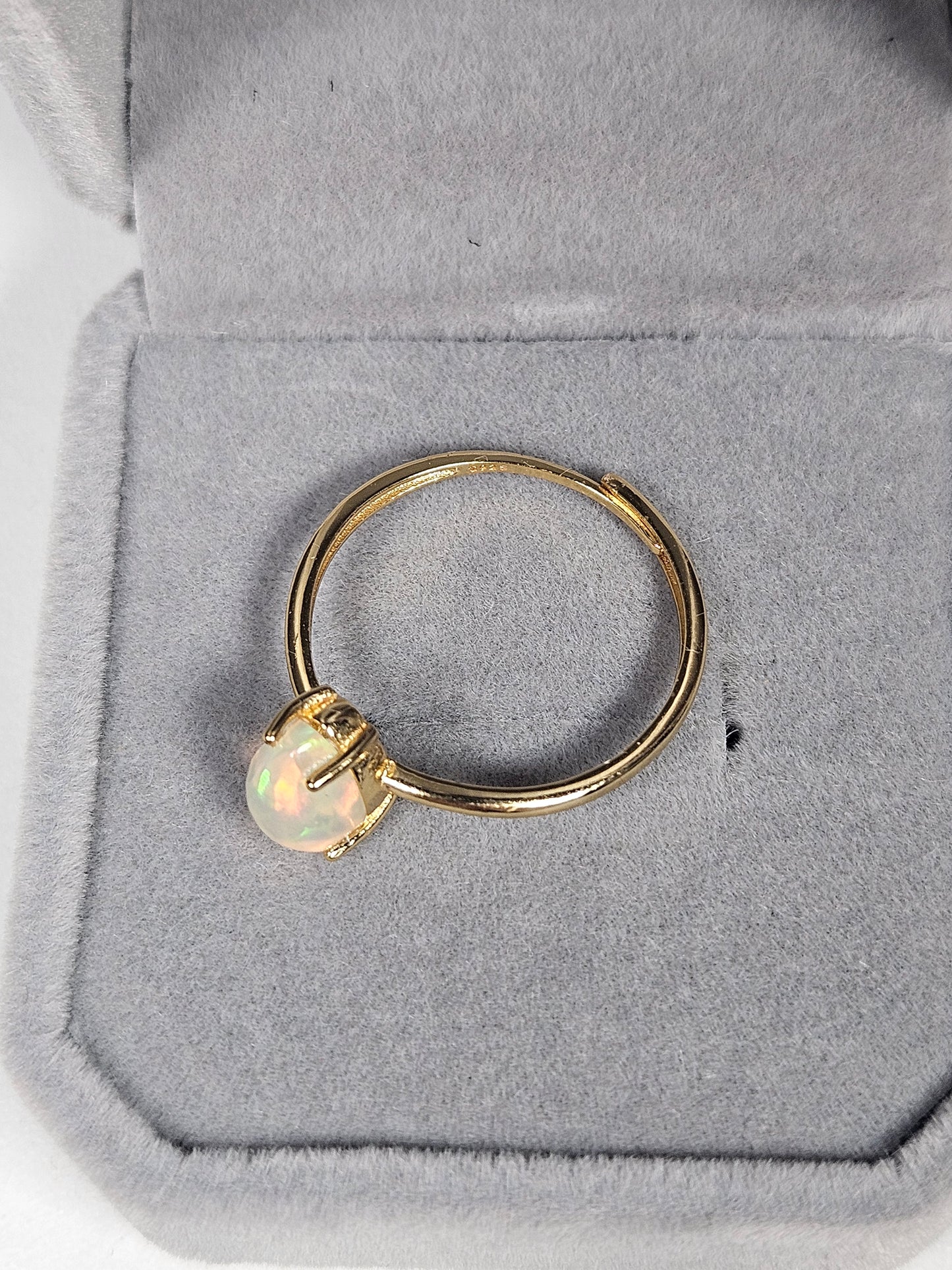 Opaal s925 (verguld) verstelbare ring nr9
