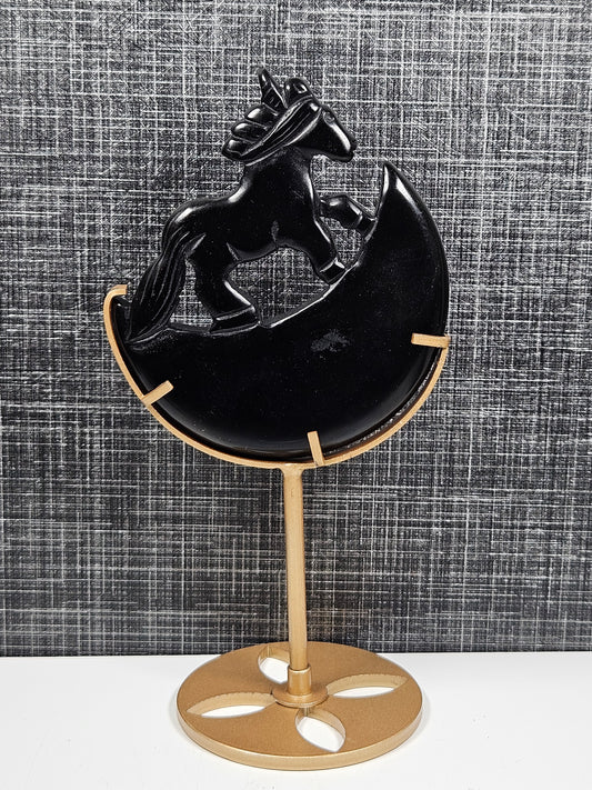 Obsidiaan eenhoorn op standaard