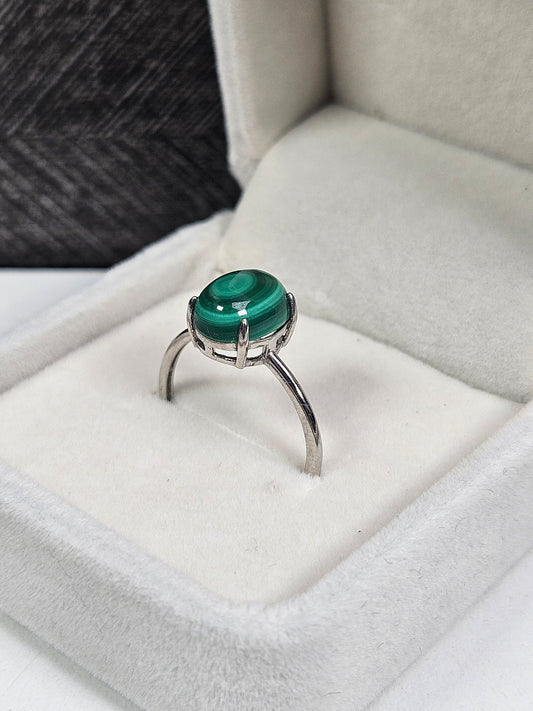 Malachiet s925 (zilver) verstelbare ring nr16