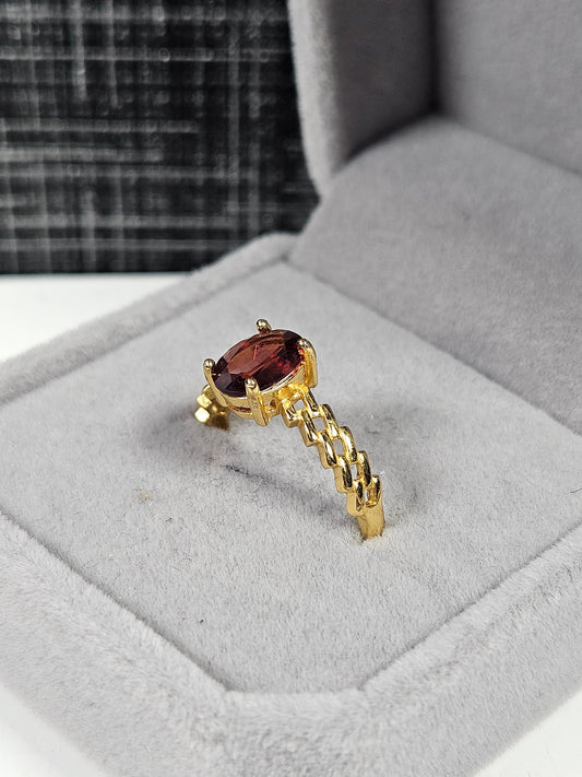 Granaat s925(verguld) verstelbare ring nr28