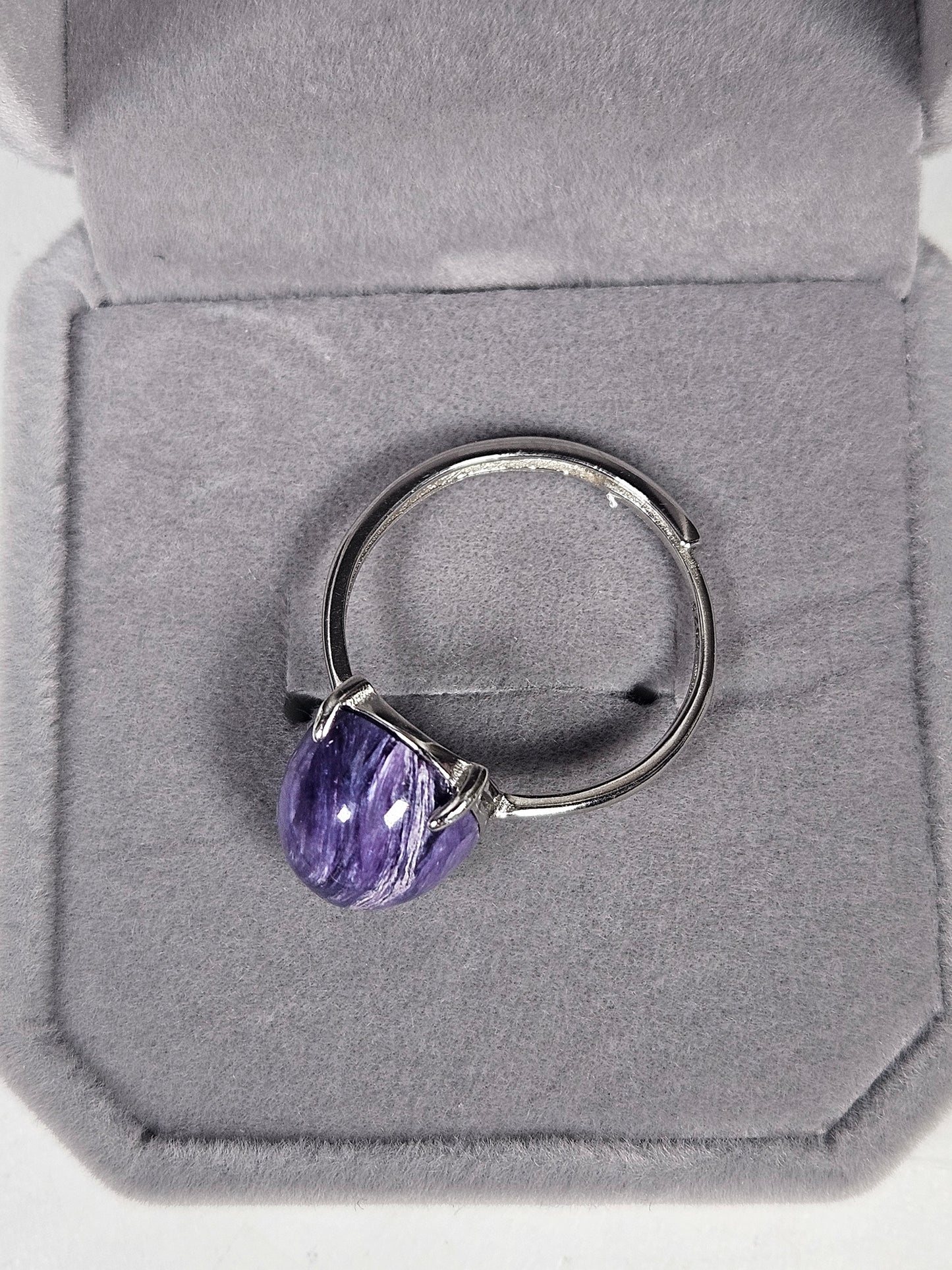 Charoïet s925 (zilver) verstelbare ring nr3