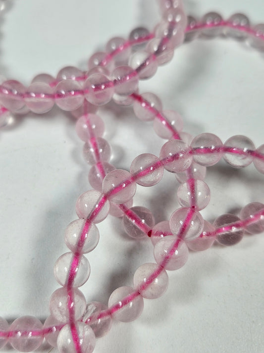 Rozenkwarts armband 6mm (helder)