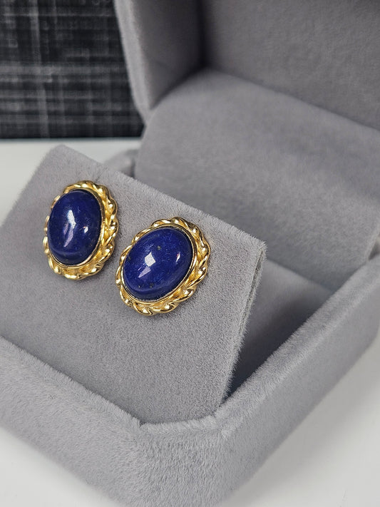 Lapis lazuli s925 (verguld) oorbellen nr33