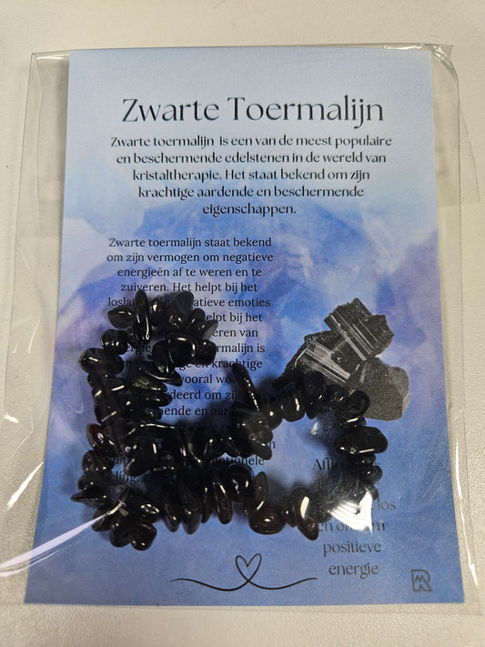 Cadeauzakje zwarte toermalijn splitarmband