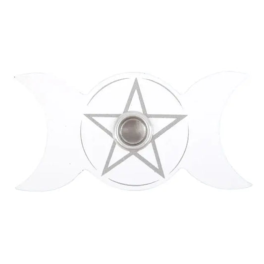 Spell Candle Houder Triple Moon Wit