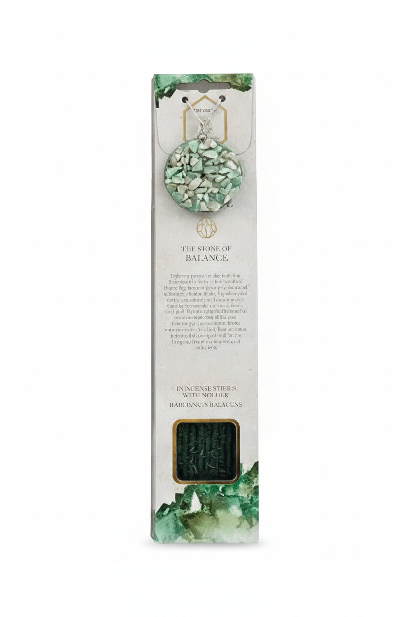 Wierook met Groene fluoriet houder - Balans (Zwarte Thee & Vetiver)