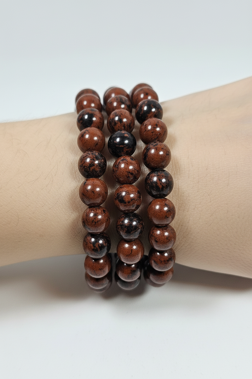 Mahonie obsidiaan armband 10mm