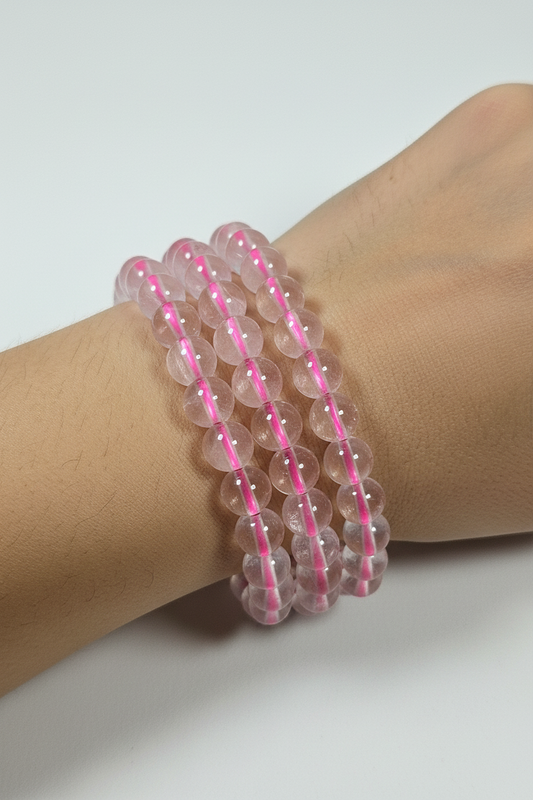Rozenkwarts armband 8mm (helder)