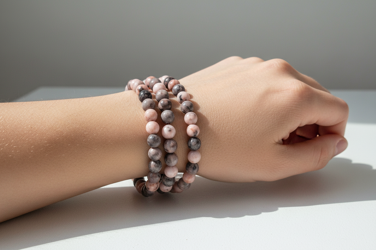 Roze zebra jaspis armband 6mm
