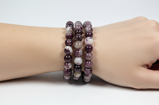 Roze toermalijn in kwarts armband 6mm