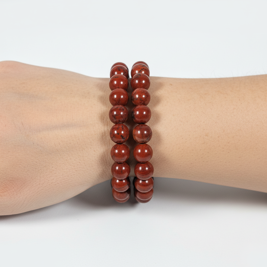 Rode Jaspis armband 8mm