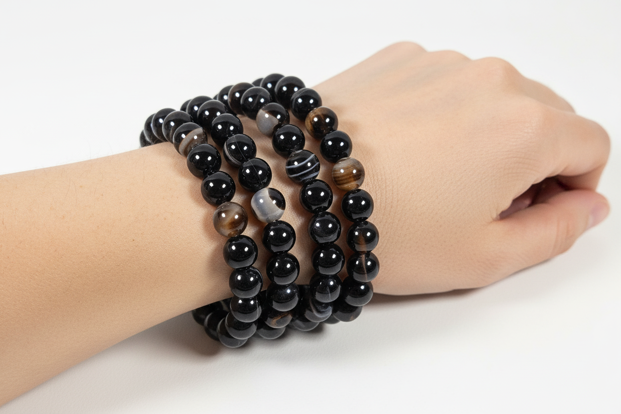 Schwarzes Achat Armband 8mm