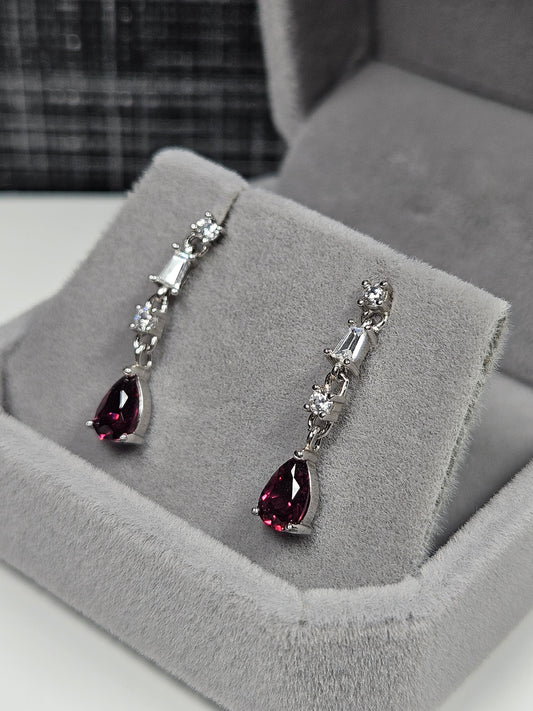 Granaat s925 (zilver) oorbellen nr21