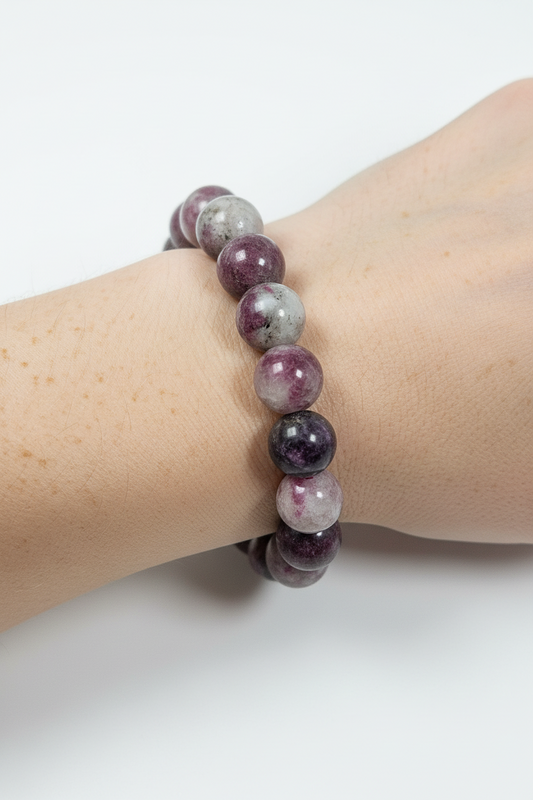 Roze toermalijn in kwarts armband 8mm
