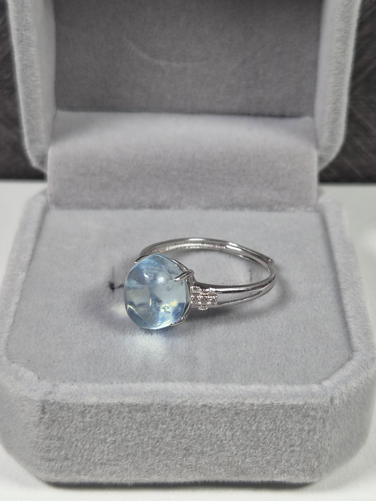 Aquamarijn s925 (zilver) verstelbare ring nr12