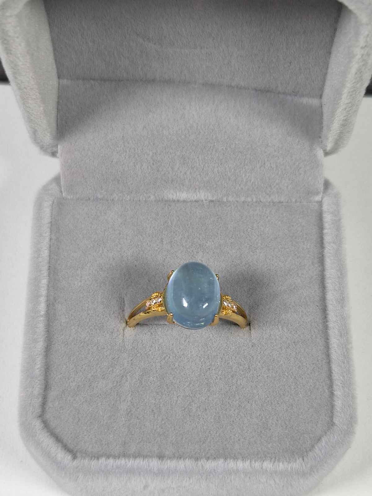 Aquamarijn s925 (verguld) verstelbare ring nr14