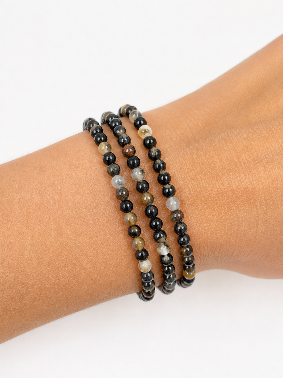 Zwarte Agaat mix armband 4mm