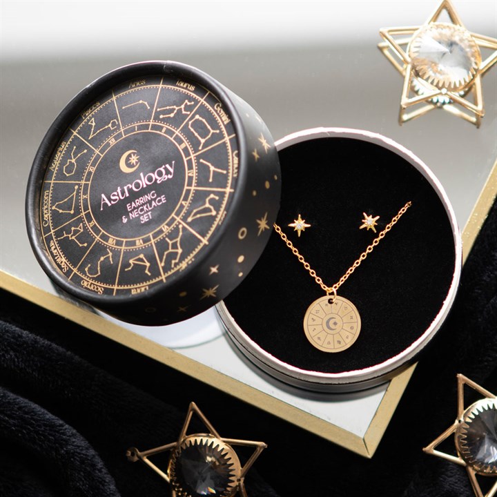 Astrologiewiel Oorbellen en Halsketting